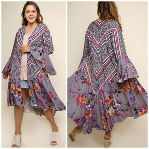 Boho Floral Patchwork Kimono Sz XL (11/12) PLUS